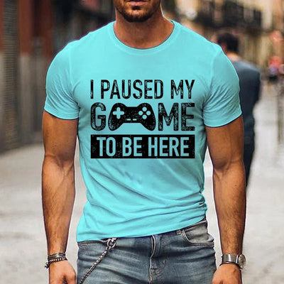 T Shirts for Men Luminous Graphic T Shirts I Paused My Game To Be Here Print T-shirts Gamer Lovers Clothing Hip Hop Streetwear