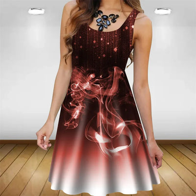 2023 Women Summer Dresses Casual Sleeveless Fashion Loose Sexy Party Mini Dress Gradient Print Dress Oversized Sundress Vestidos
