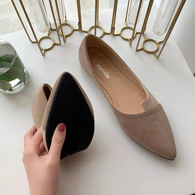 Women Shoes Fashion Splice Mule Flats Pointed Toe Ballerina Ballet Flat Shoe Zapatos Casual Slip On Shoes Mujer Loafers