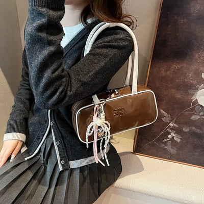 Designer Bowling Tote Women's Oversized Shoulder Bag, High-Capacity Office Handbag, Fashionable Minimalist Crossbody Purse