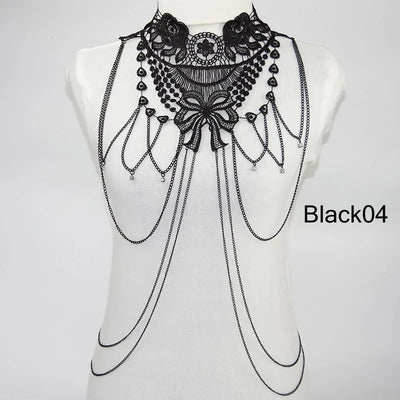 Multi layer Chain necklace Women Tassel Necklaces&pendants Black Lace Collares big necklace Women Maxi Colar