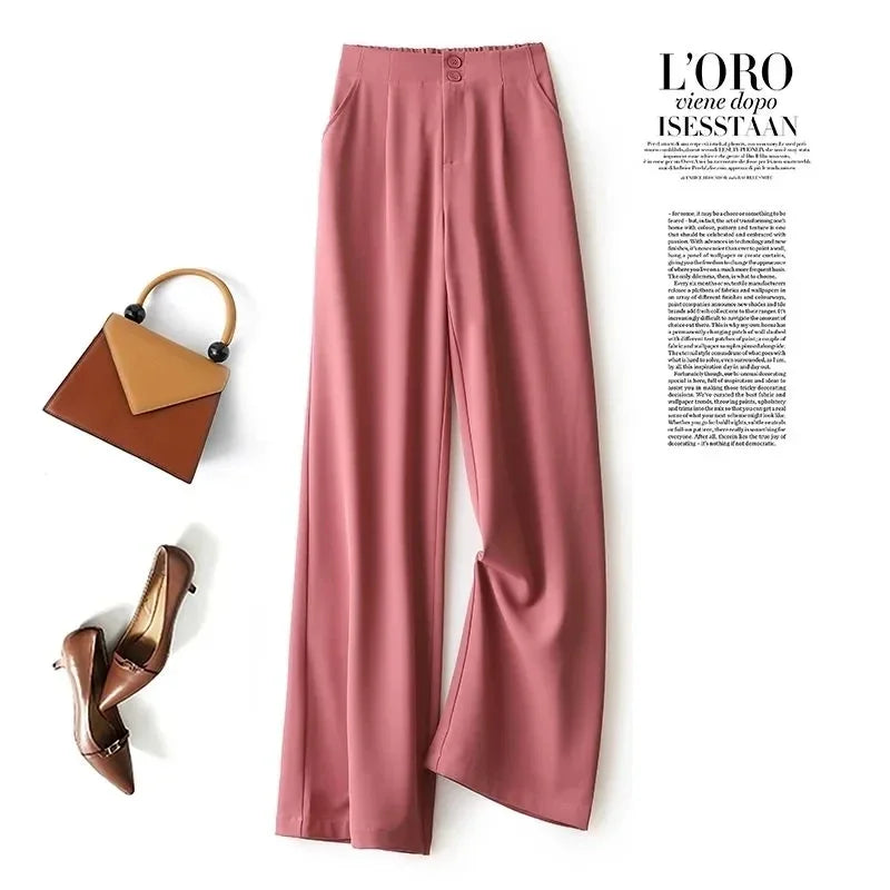 Suit Wide Leg Pants for Women in Summer with A High Waistline  2023 New Loose and Slim Straight Tube Casual Chiffon Pants