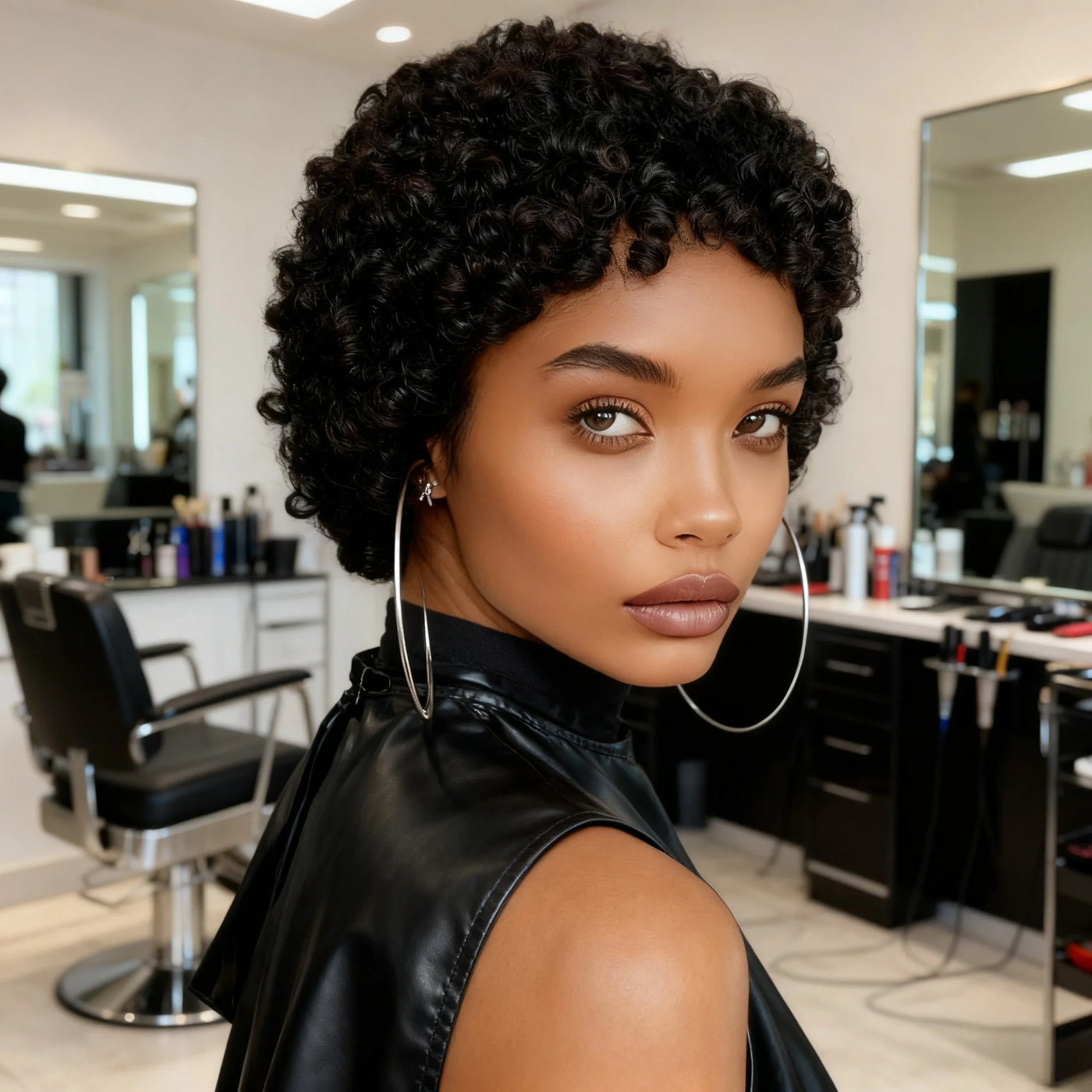 Short Curly Human Hair Wigs For Women Full Machine Made wigs curly Human Hair 150% Density Pixie Cut Wig