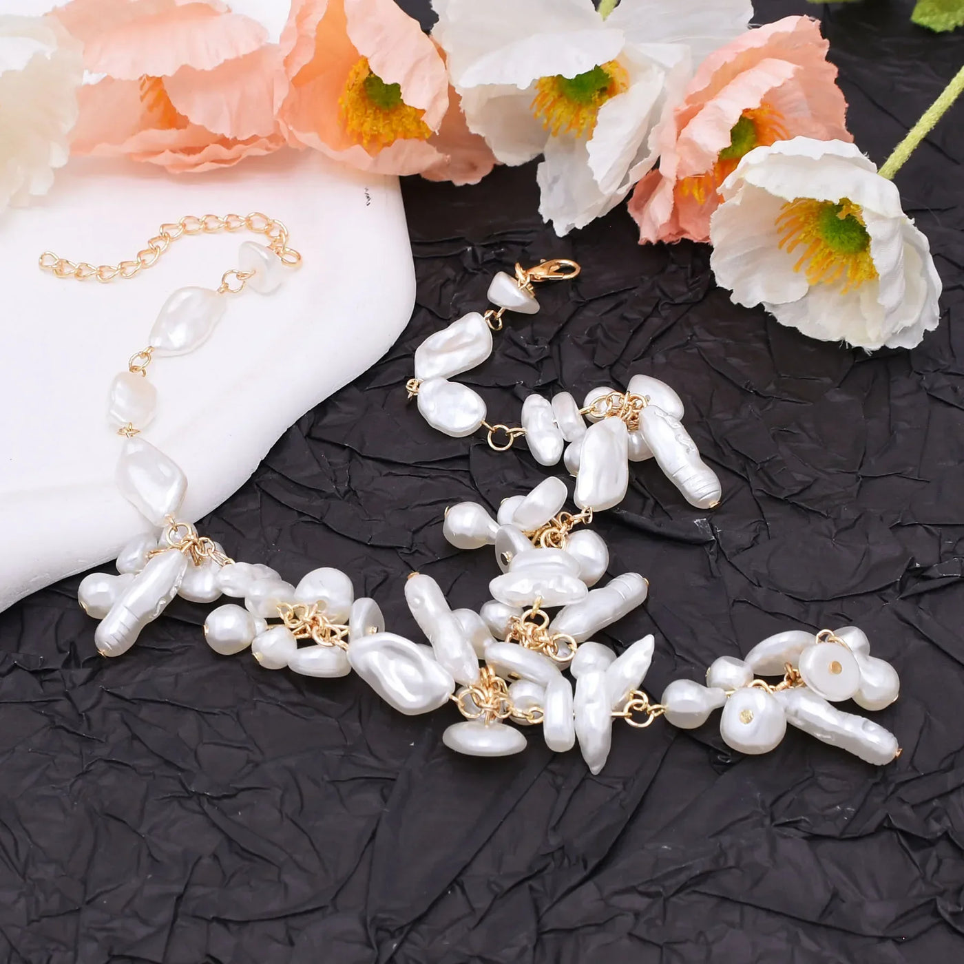 Luxury Baroque Irregularity Pearl Necklace Double Layered Jewelry for Women Fashionable Long Chain Dress Female Accessory Gift