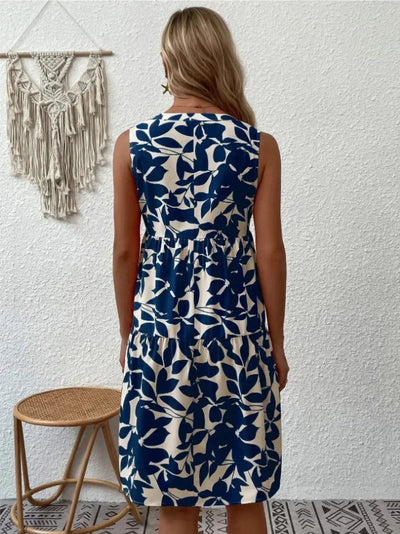 Women Boho Print Mini Dress Summer Elegant Sleeveless V Neck Ruffle A Line Tank Dress Casual Loose Oversize Beach Party Sundress