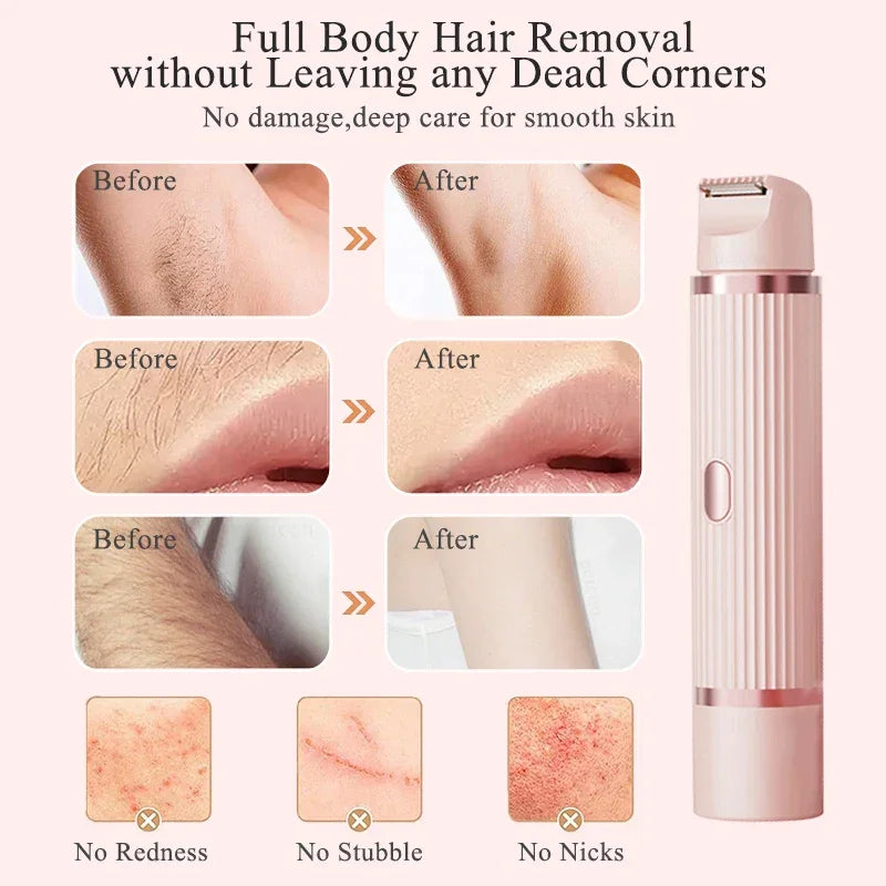 Electric Razors for Women Waterproof  Bikini Trimmer Face Shaver for Underarms Legs Ladies Body Trimmer Hair Removal Pink Purple