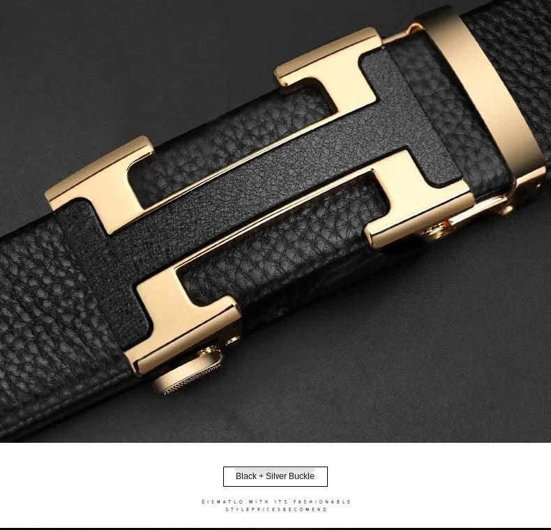 High Quality Alloy Buckle Genuine Real Leather Vintage H Automatic Buckle Belt for Men | Male