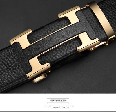 High Quality Alloy Buckle Genuine Real Leather Vintage H Automatic Buckle Belt for Men | Male