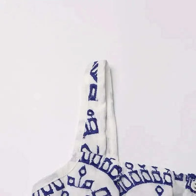 Summer Sundress Holiday Print Embroidery Cotton Short Cake Dress Women Sleeveless Tank Elastic Back Cocktail Party Vestidos