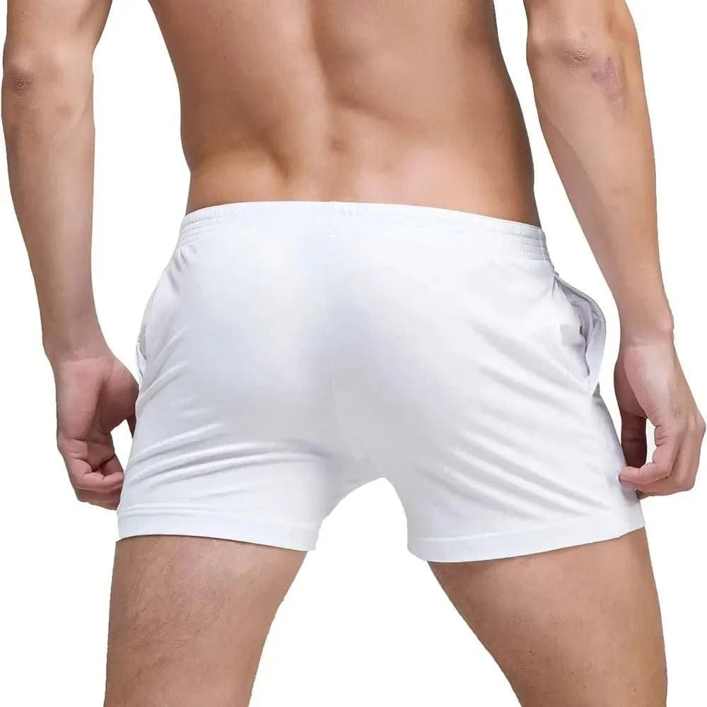 Men's Running Workout Active Shorts Cotton Gym Training Lounge Sleep Bottoms Elastic Waist Casual Pajama Pocket Jogger Home Wear