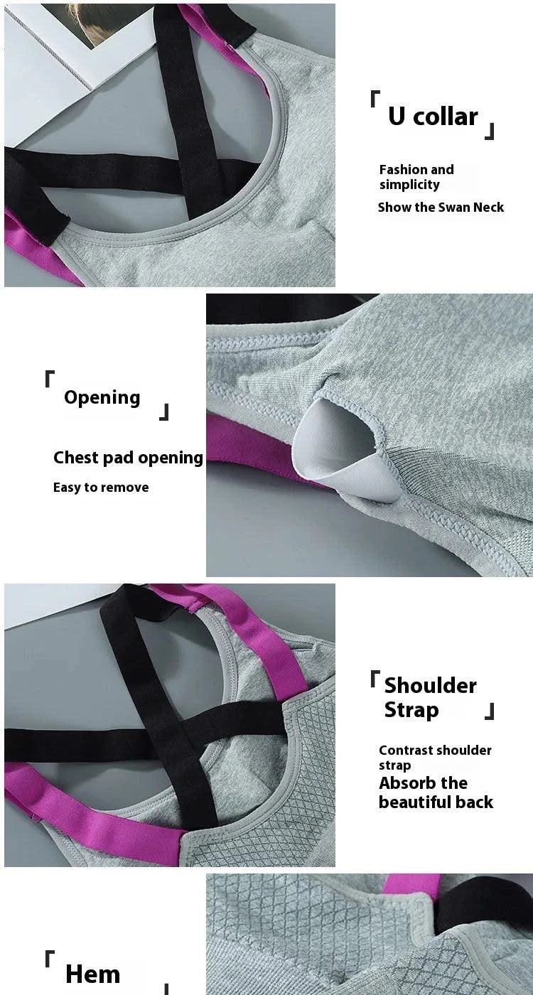 Women's Fashion Back Sports Bra Women Running Fitness Shockproof Underwear Moisture Wicking Quick Drying Sports Undershirt
