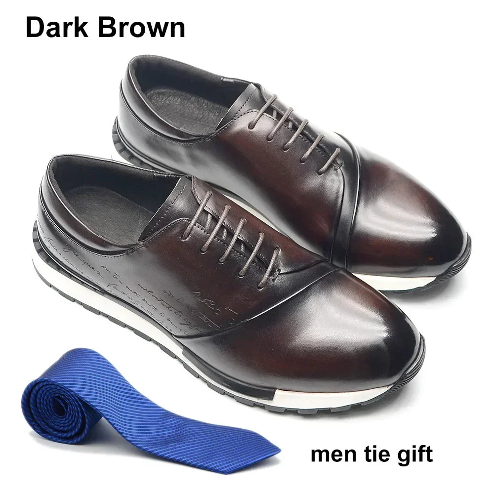 Luxury Brand Design Men's Oxford Shoes Fashion France Style Leather Sneakers Slip-on Casual Business Travel Non-slip Male Shoes