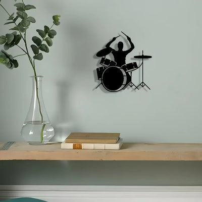 1pc wrought iron wall decoration for men playing drums, suitable for living room, bedroom, music room, suitable for music lovers
