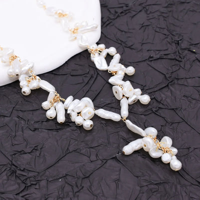 Luxury Baroque Irregularity Pearl Necklace Double Layered Jewelry for Women Fashionable Long Chain Dress Female Accessory Gift