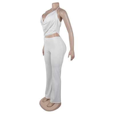 Women Jumpsuits For Summer Autumn Sleeveless Solid Color Bandage Loose Fashion Streetwear Overalls Wide Leg Pants Trousers 2025