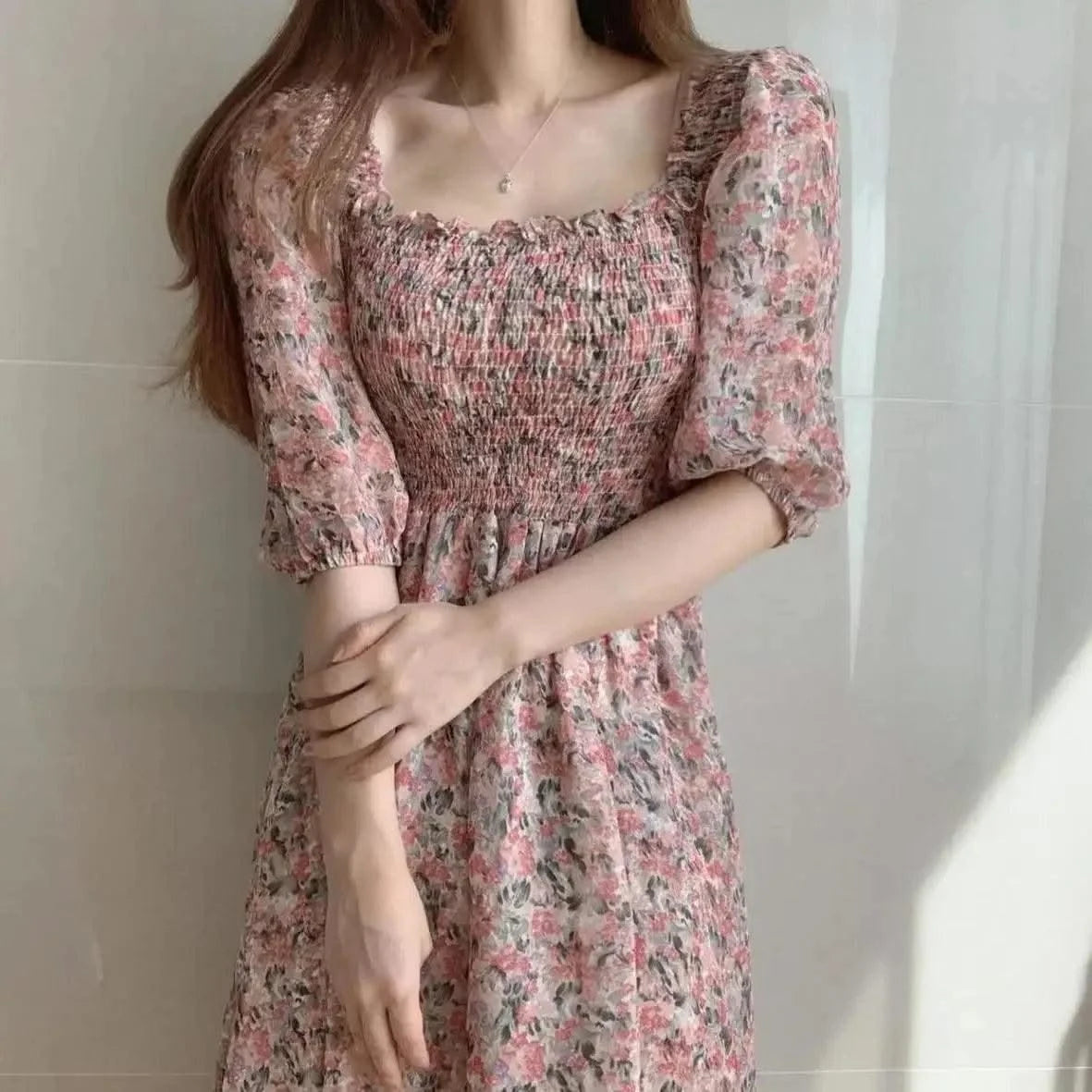 Female Dresses Pink Women's Dress Floral Graduation Formal Occasion Flower Birthday Elegant and Beautiful 2024 Fashion Summer X
