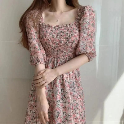 Female Dresses Pink Women's Dress Floral Graduation Formal Occasion Flower Birthday Elegant and Beautiful 2024 Fashion Summer X