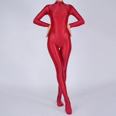 Sexy Womens Glossy Shiny Silky Tights Swimsuit Leggings Bodysuit Jumpsuit Ladies Elasticity Breathable Leotard Sleeping Romper