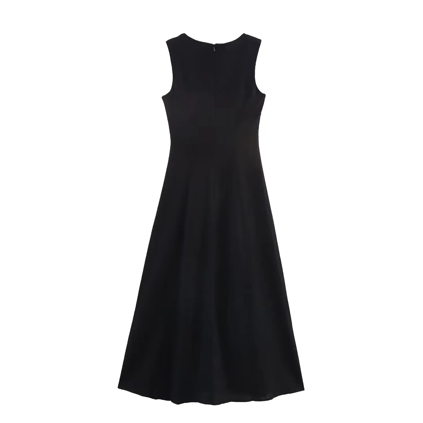 TFMLN Women's A-line Long Dress Elegant Square Neck Sleeveless Wide Sling Maxi Dresses 2025 Summer Lady Commute Button Dresses