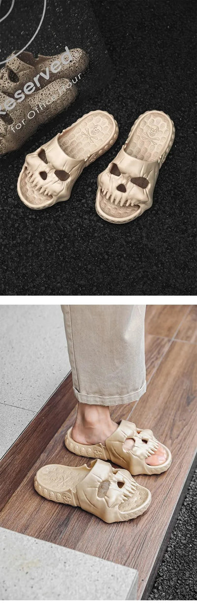 Platform Skull Slippers Demon Home Cloud Summer Beach Sandal Slides Y2k Flip Flops Men Male Soft House Shoes Flat Clapper Women