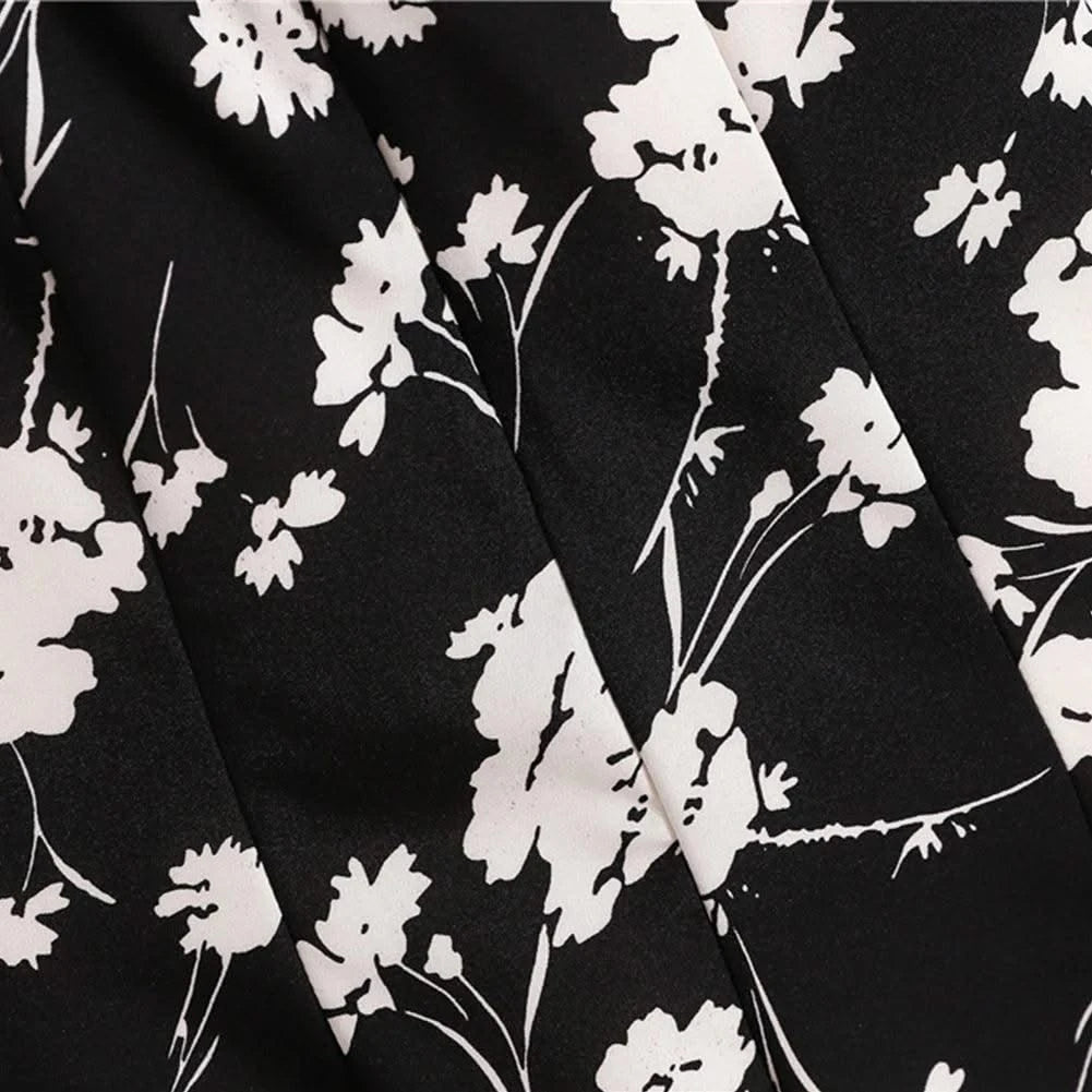 Women Mini Dresses Summer Fashion Female Vestidos Print Floral Chiffon Dresses Shirring Pleated Short Puffy Sleeve Casual Dress
