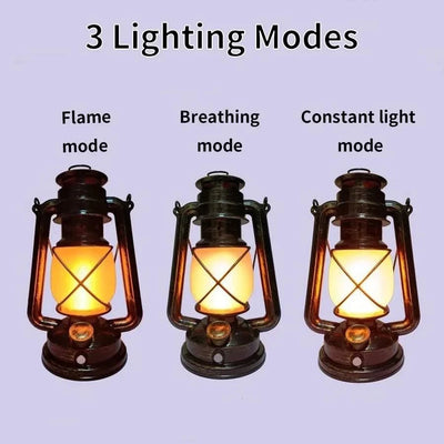 Retro Portable LED Night Light 3 Lighting Modes Horse Lantern Lamp Rechargeable Hanging Camping Lights for Travel Desktop Decor