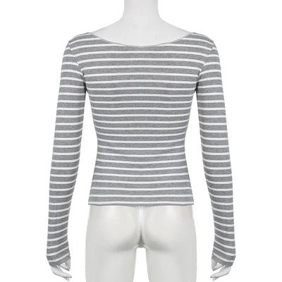 Sexy Slash Neck Knitted Smock Women Vintage Slim Thin Long Sleeve All-match Femme Clothing Aesthetic Streetwear Tops