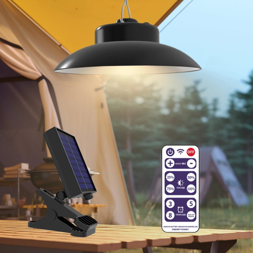 Solar Powered Patio Umbrella Light IP65 Waterproof LED Umbrella Lights Power Display Clip-On Umbrella Lamp for Garden Decoration