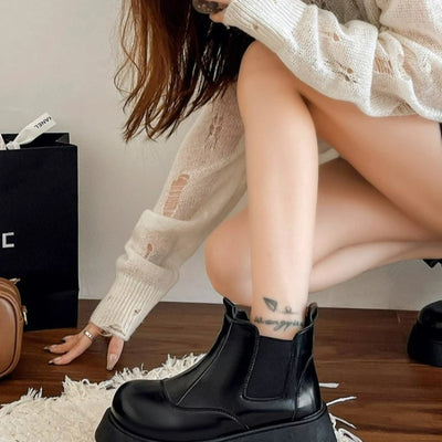 2025 Autumn Winter New Women Fashion Boots British Style Soft Bottom Anti-slippery Versatile Chic Catwalk Versatile Leather Shoe