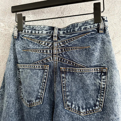 Women's pants 2025 autumn new high waisted slim women's jeans pure cotton straight leg pants  Wide leg pants curved knife jeans