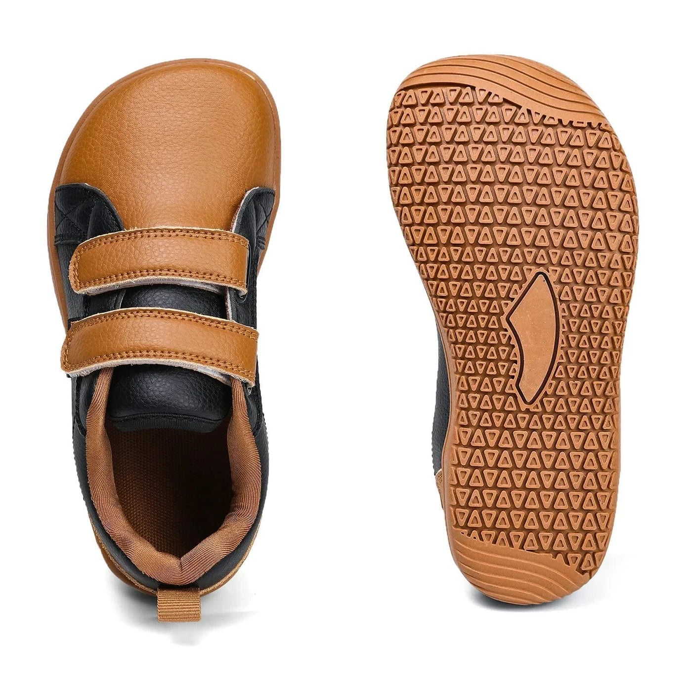 Kids Lightweight Hook Loop Artificial Leather Walking Shoes | Boys Girls Wide Toe Minimalist Fashion Flat Sneakers