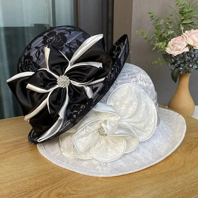 linen rolled edge small top hat for women's British retro fashion hat summer mesh breathable sun protection and sunshade hat