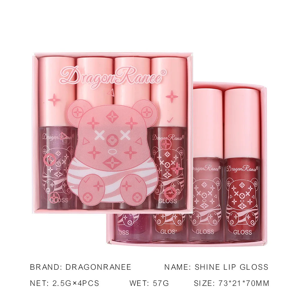 4 PCS Lip Ink Oil Set Hydrating Lip Gloss Pack Kit Moisturizer Waterproof Lip Tint Korean Makeup For Women Cosmetics