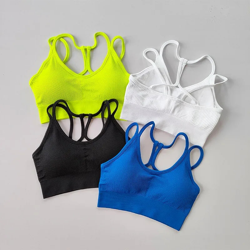 Women Breathable Sports Bra  Anti-sweat Fitness Top  Seamless Yoga Bra Gym Crop Top Brassiere Push Up Sport Bra Gym Workout Top