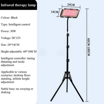 50W Red Light Therapy Lamp Infrared Light Therapy with Stand 660nm & 850nm NIR Light Device for Body Pain Relief Skin Care