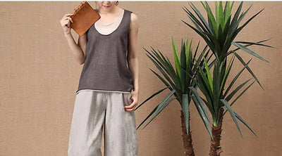 Oversize Pants Summer Thin Nine Points Loose Korean Fashion Women's Clothing Cotton Linen Middle Waist All-match Women's Pants