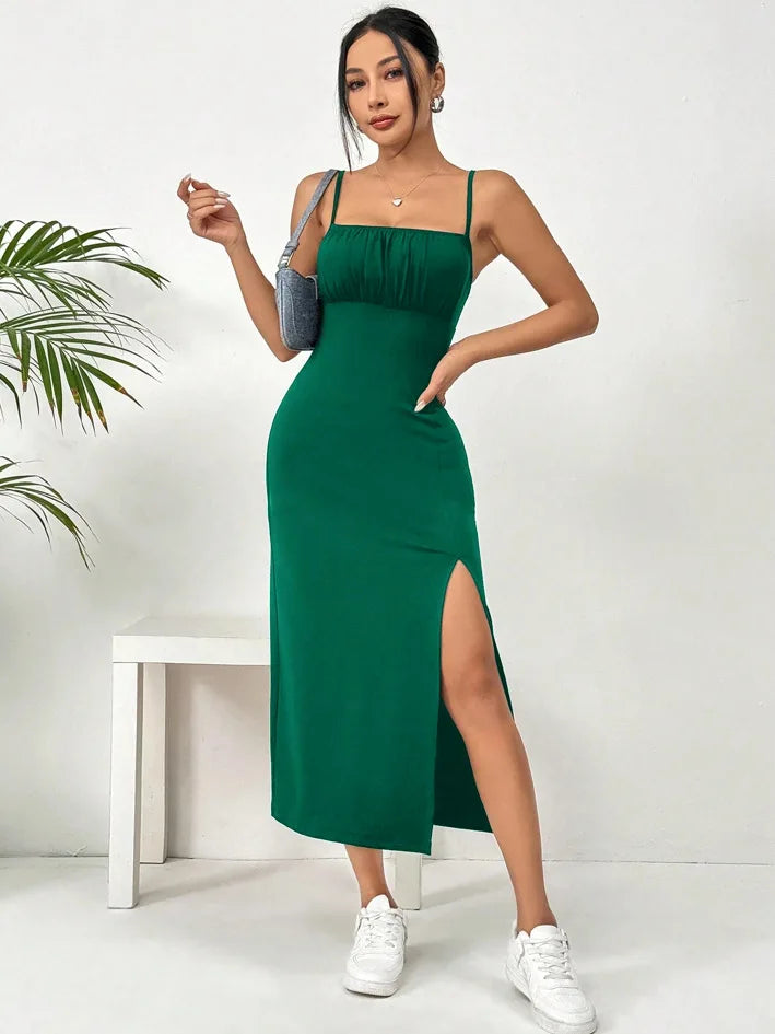Summer slip dress women's slip bandeau tight height slit solid color leopard print hip skirt