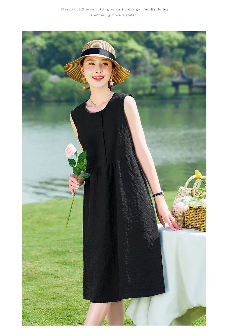 New Arrival Solid Summer dresses for Women Sleeveless plus size dresses vestido verano mujer