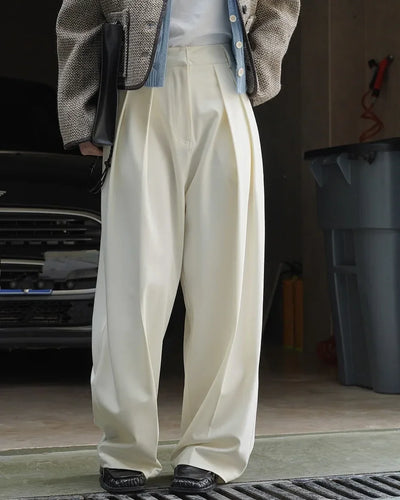 women's casual solid color straight leg wide trousers loose wear thin trousers pants