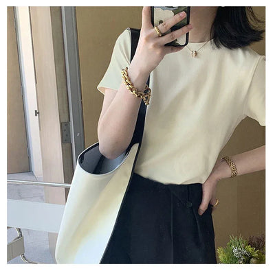 2025 Summer T shirts for Women Men Brown Casual Female Korean Streetwear Tees Unisex Basic Solid Young Cool Oversized Tops