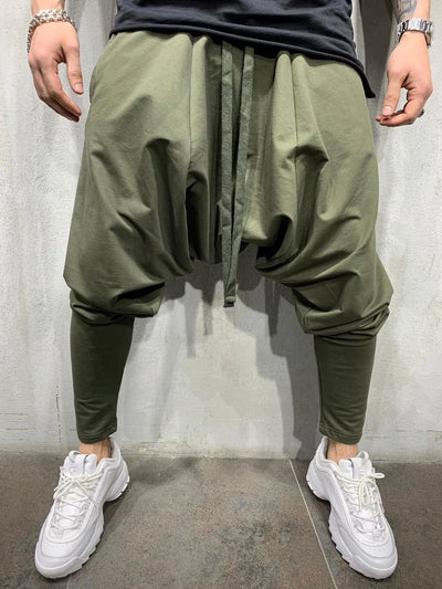 Men's Pants New Hip-hop Trend Trousers Loose Solid Color Small Feet Streetwear Sports Casual Harem Pants Full Length Trousers