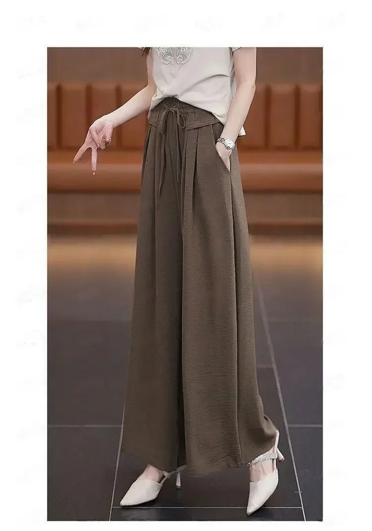 Women's Wide-leg Pants Spring Summer New High-waisted Slim Straight Pants New Chinese Style Draped Loose Fashionable Skirt Pants