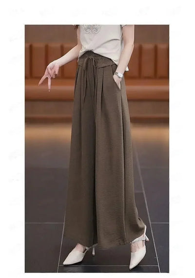 Women's Wide-leg Pants Spring Summer New High-waisted Slim Straight Pants New Chinese Style Draped Loose Fashionable Skirt Pants