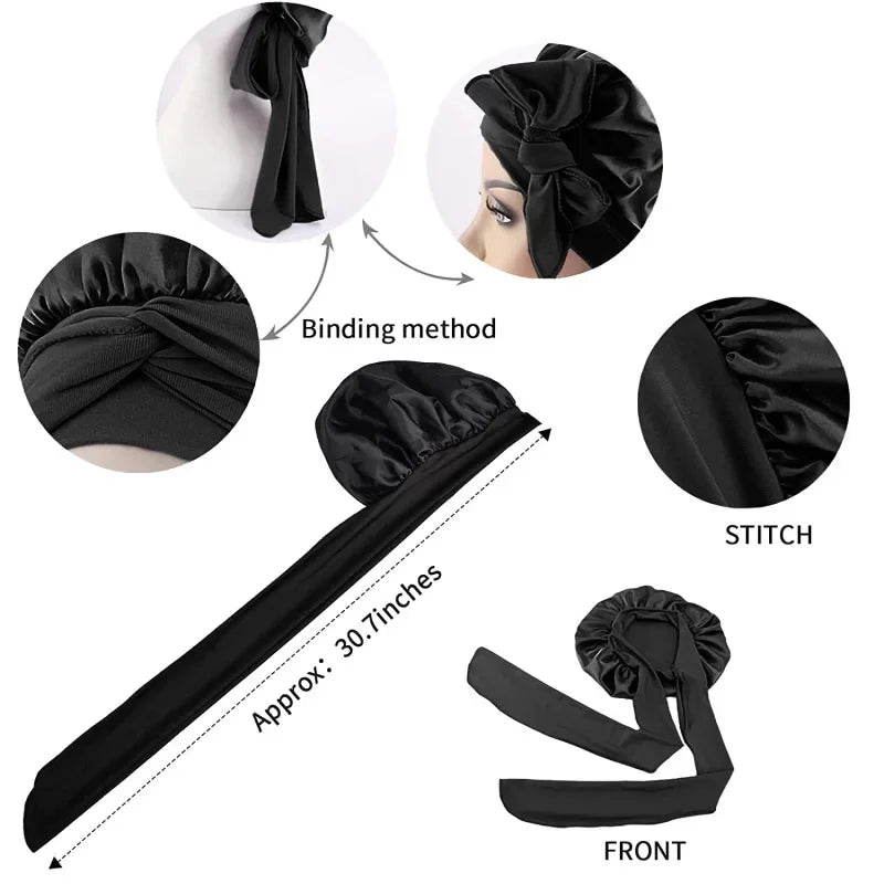 Satin Bonnet Silk Bonnet Adjustable Bonne For Sleeping Hair Bonnet With Tie Band Bonnets For Women Men