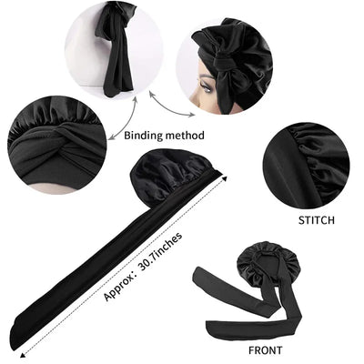 Satin Bonnet Silk Bonnet Adjustable Bonne For Sleeping Hair Bonnet With Tie Band Bonnets For Women Men