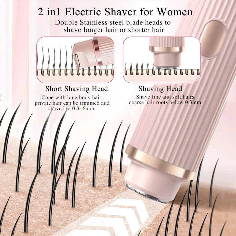 Women Epilator Dual Head Facial Electric Razor Body Shaver for Shaving Bikini Trimmer Area Leg Waterproof Female Hair Removal