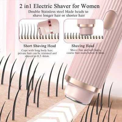 Women Epilator Dual Head Facial Electric Razor Body Shaver for Shaving Bikini Trimmer Area Leg Waterproof Female Hair Removal