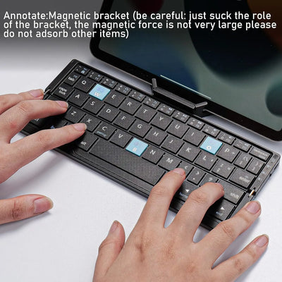 JOMAA Portable Mini Foldable Bluetooth Keyboard for Tablet Phone Laptop Rechargeable Folding Wireless keyboard with Hoder Stand