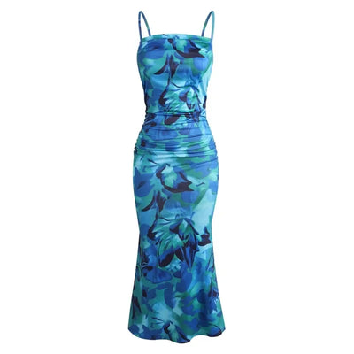 Women's Dress 2025 Spring Summer Elegant Party Fitting Slim Spaghetti Strap Mermaid Hem Maxi Fashion Lady Party Dresses Vestidos