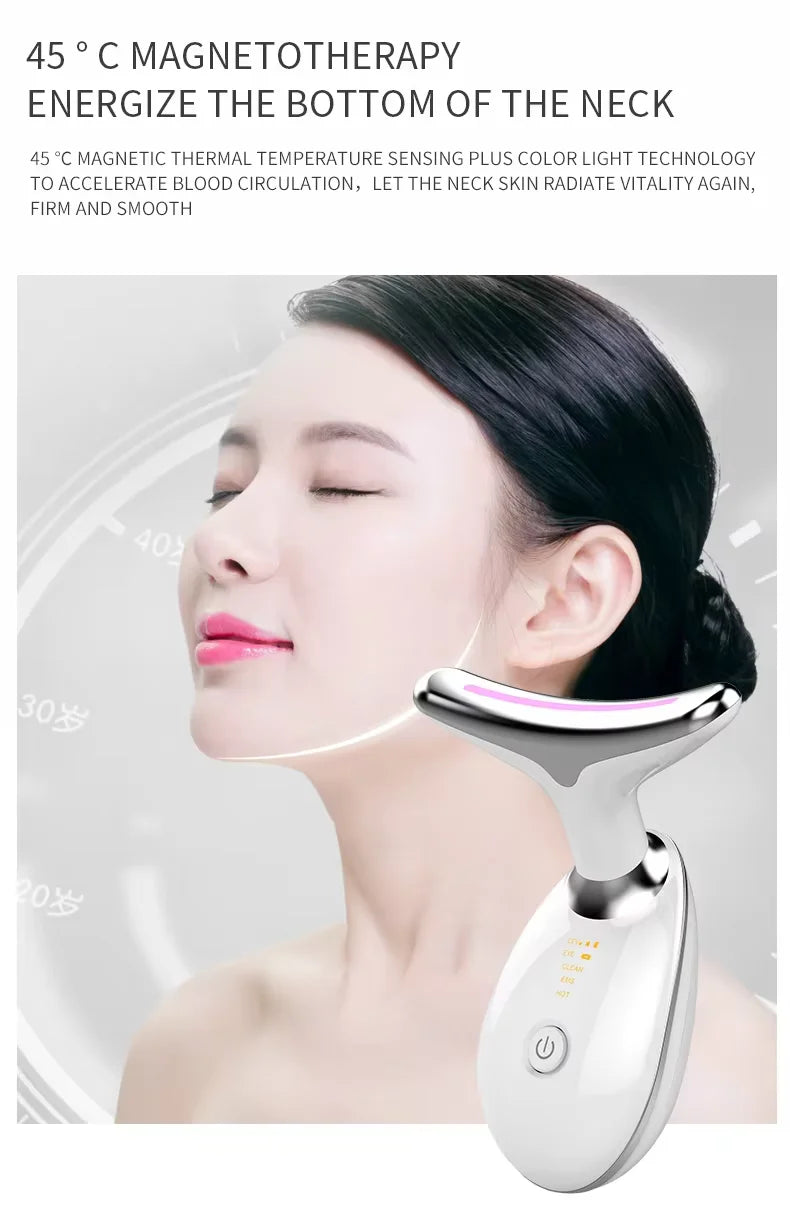 Neck massager face three lighting modes skin enhancement device LED beauty machine